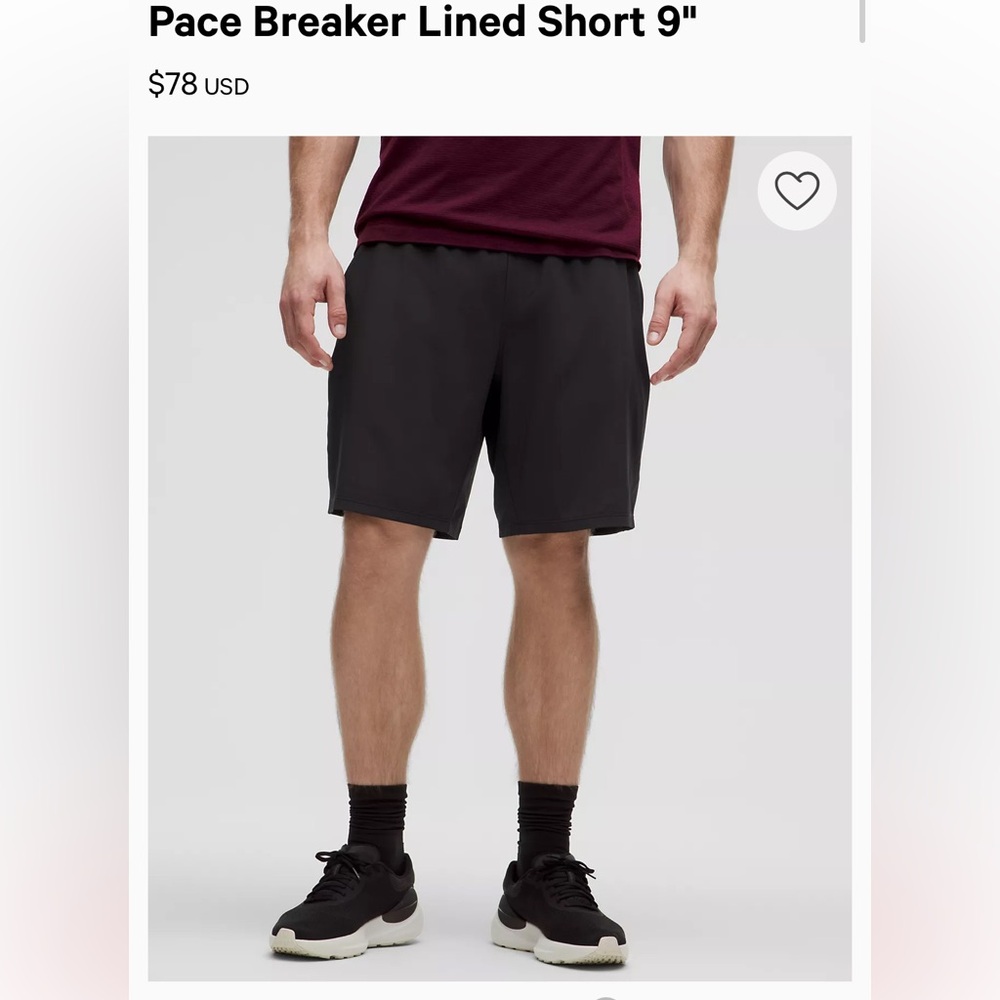 Lululemon men’s Pace Breaker Lined Short 9"